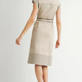 COLLARD BLACK ACCENT MIDI DRESS W/BELT