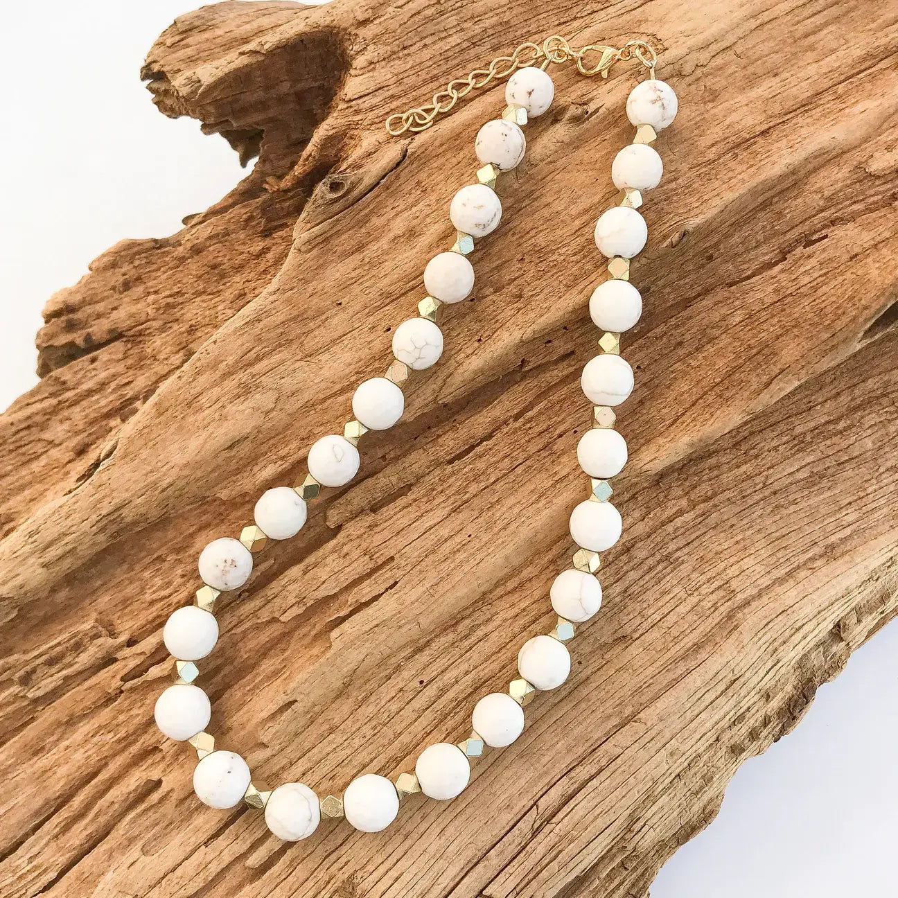 Cream 10mm Studded Necklace