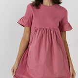 KNIT MIX MINI DRESS WITH POCKETS