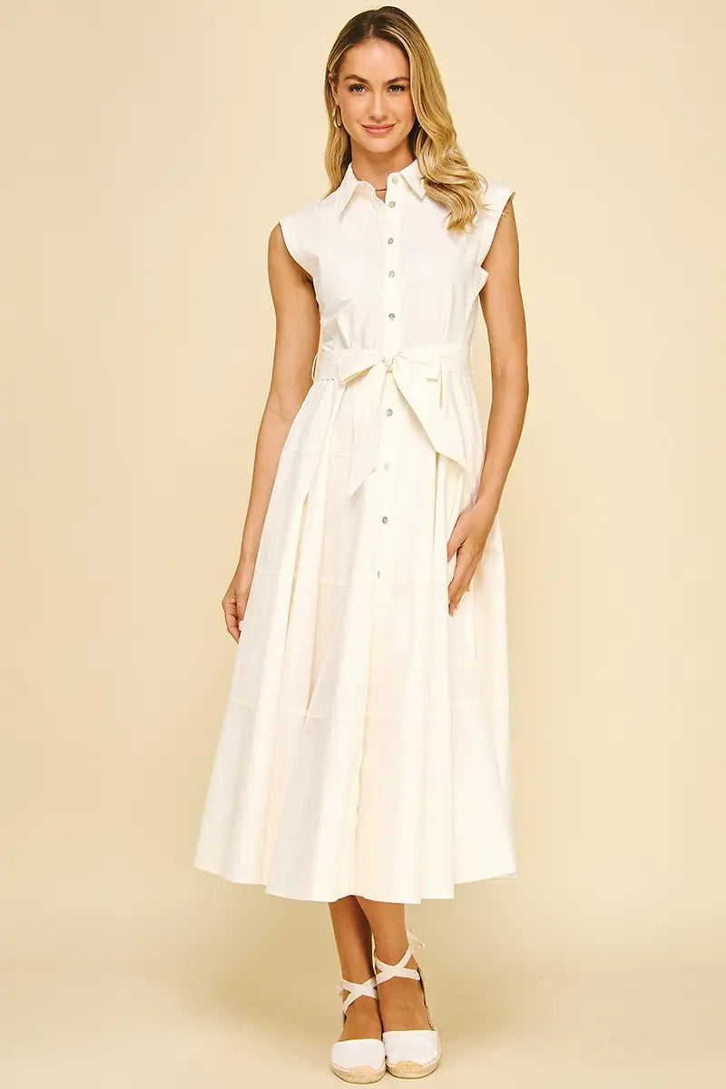SLVLESS BUTTON DOWN DRESS
