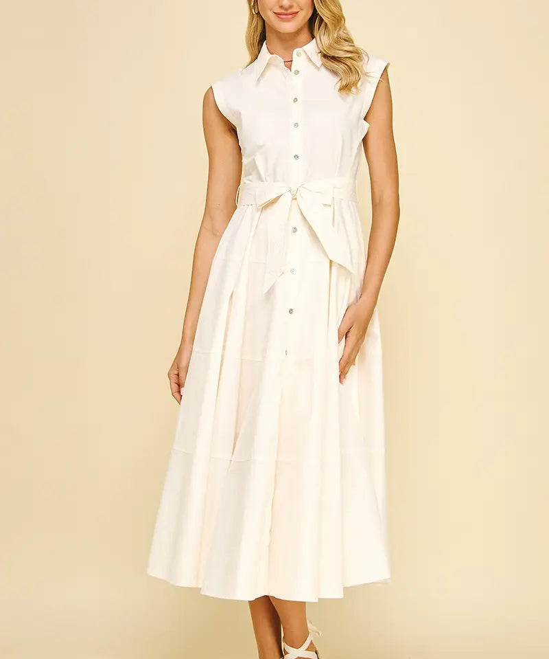 SLVLESS BUTTON DOWN DRESS