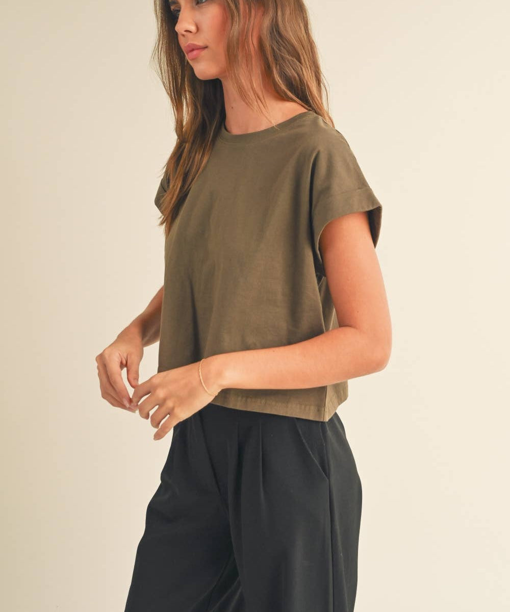 Round Neck Tee Olive