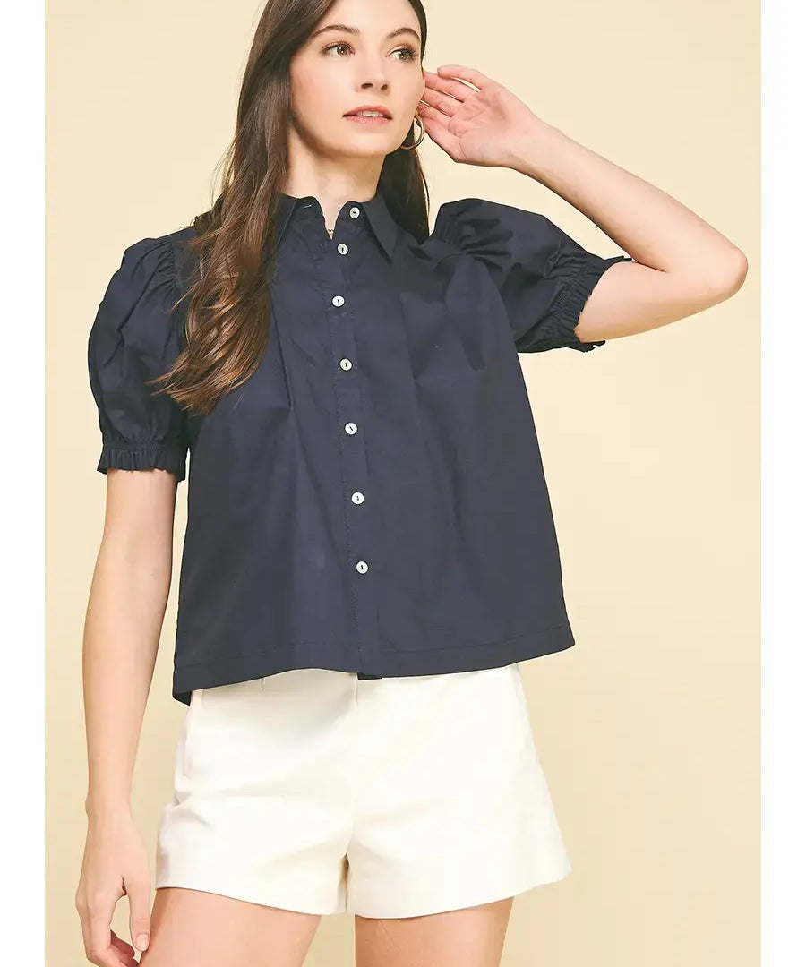TUCKED DETAIL BUTTON DOWN BLOUSE