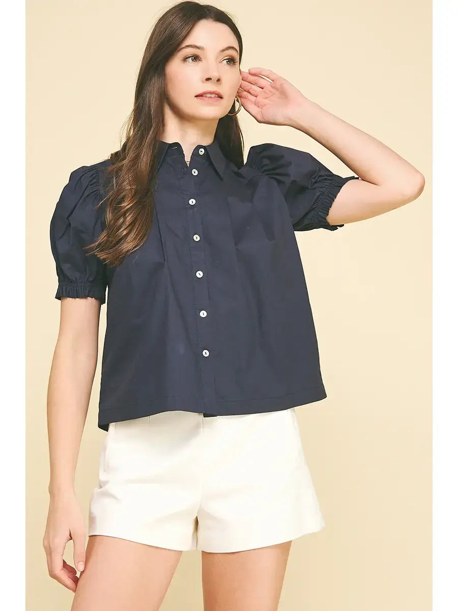 TUCKED DETAIL BUTTON DOWN BLOUSE
