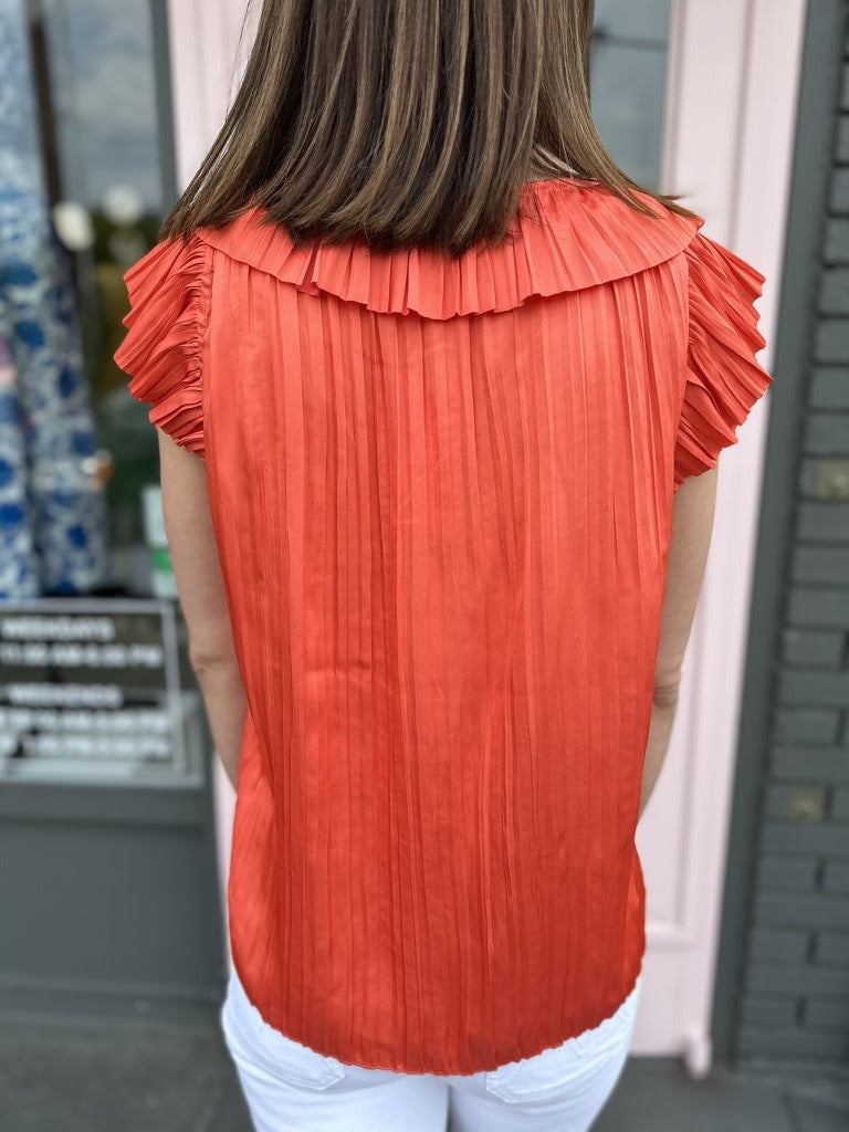 PLEATED TRIM SSLV BUTTON FRONT PLEATED (last one)BLOUSE