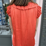 PLEATED TRIM SSLV BUTTON FRONT PLEATED (last one)BLOUSE