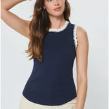 CROCHET NECK KNIT TANK