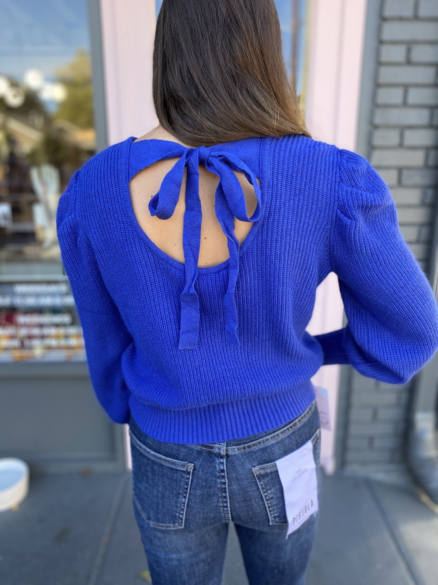 KYLA BACK TIE PUFF SLV SWEATER