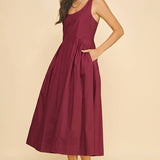 A-LINE POPLIN MIDI DRESS