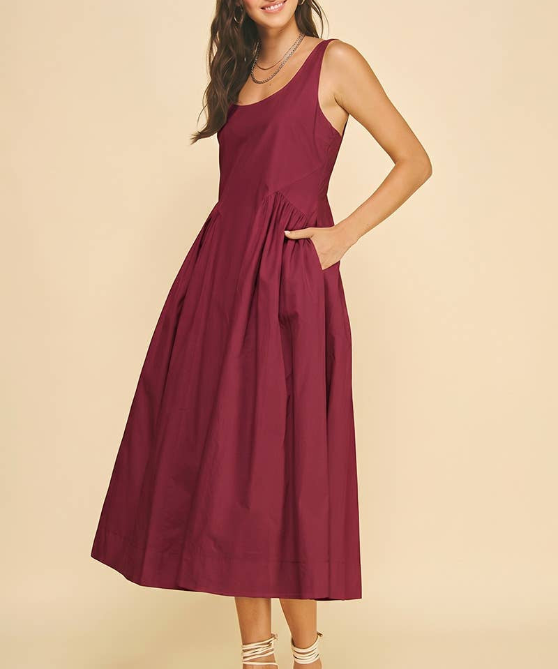 A-LINE POPLIN MIDI DRESS