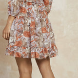 RUFFLE V NECK TIERED PICOT DRESS