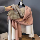 REVERSIBLE WRAP PINK/TAN HOUDSTOOTH