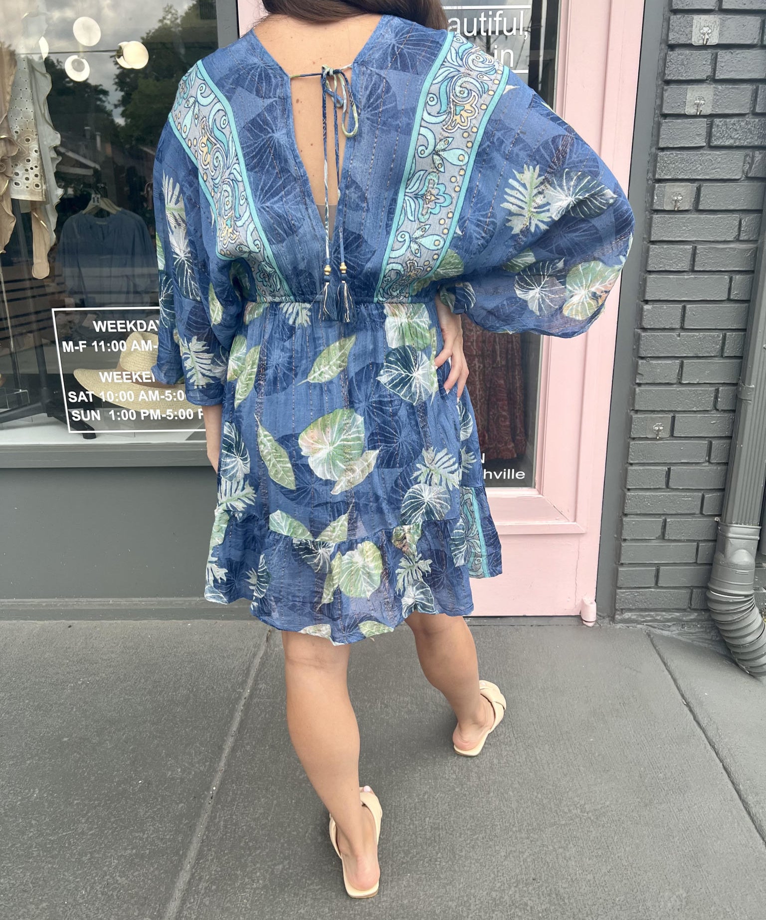 ABBY LUREX LEAF MINI DRESS