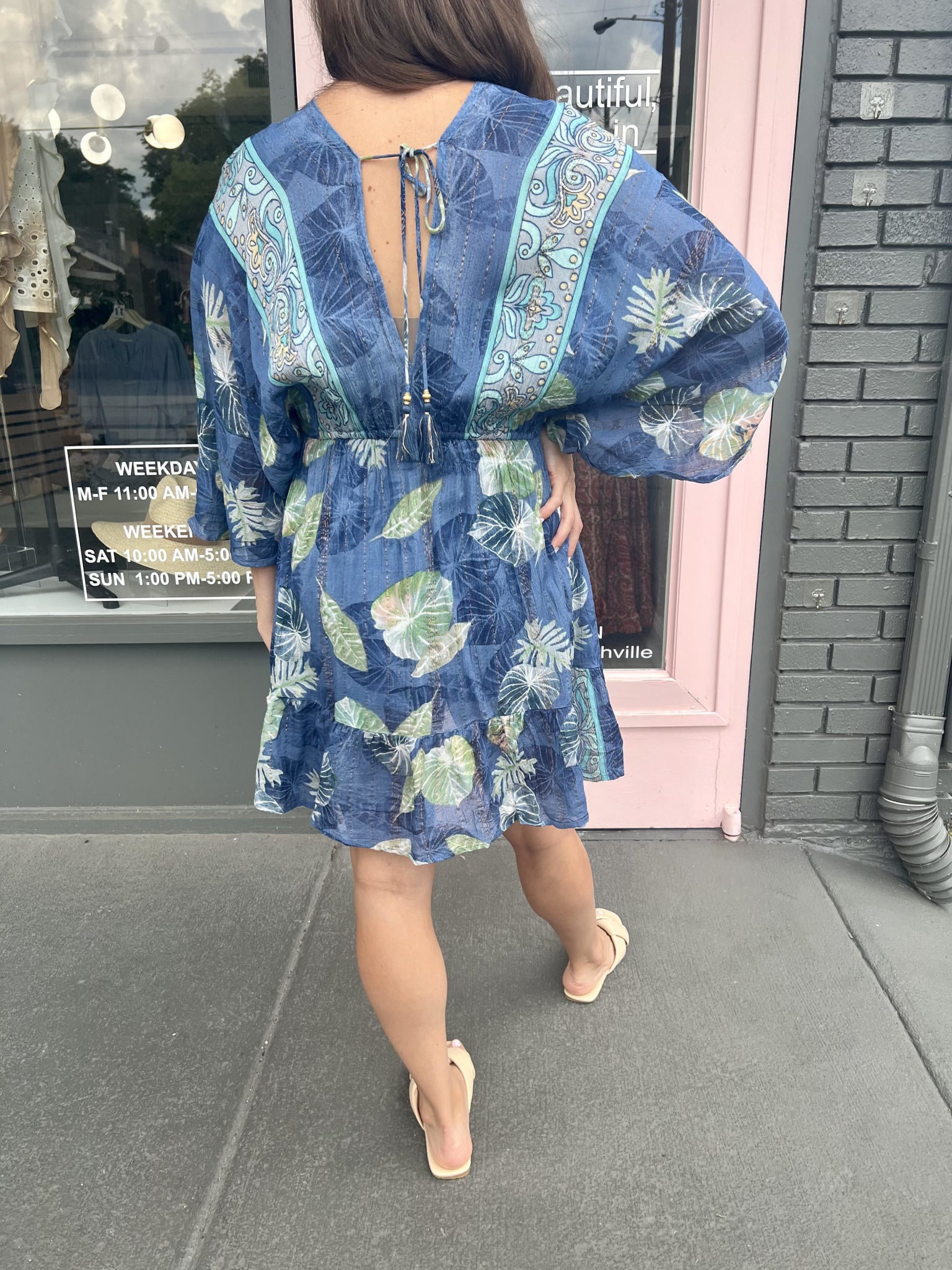 ABBY LUREX LEAF MINI DRESS