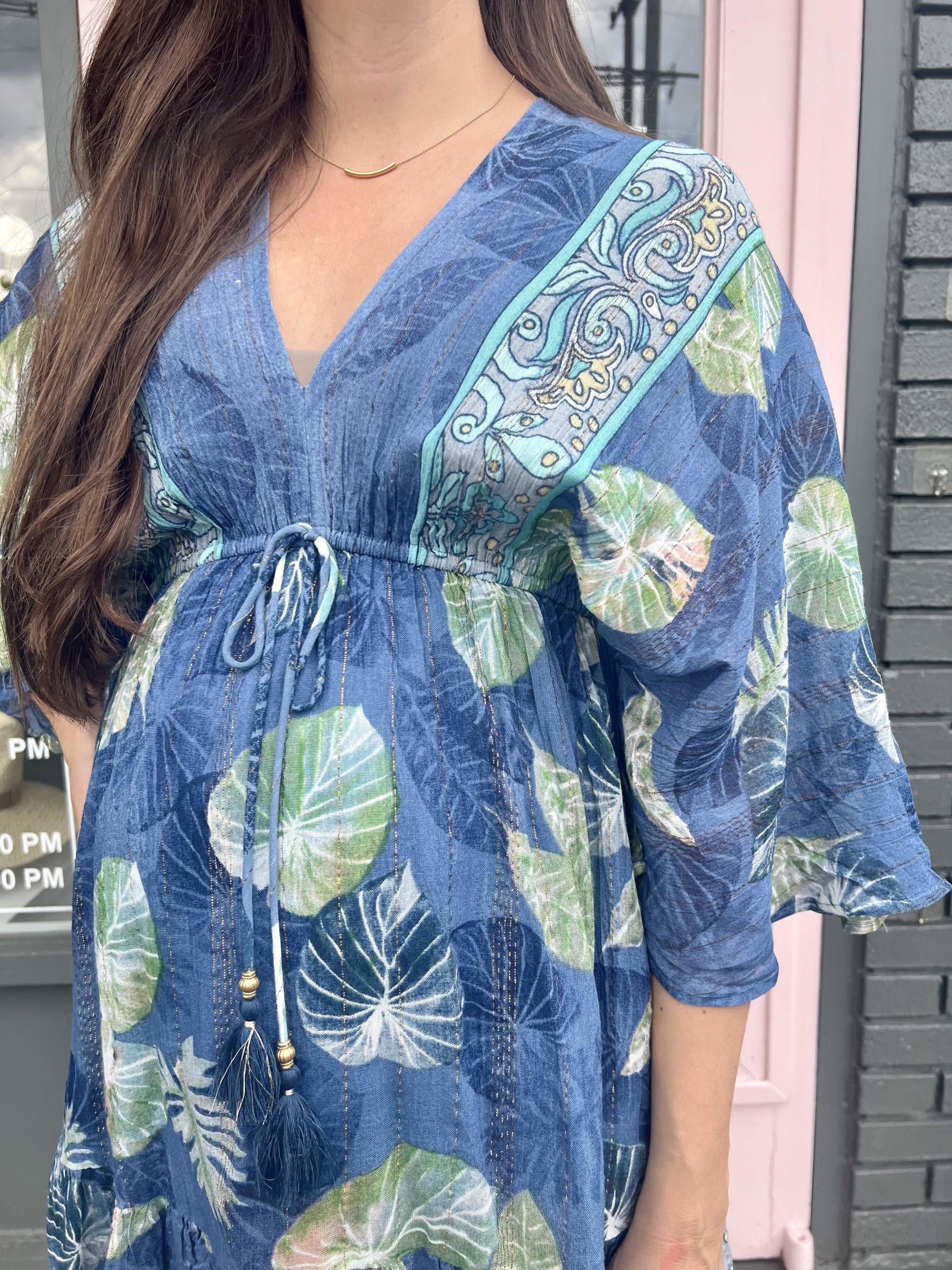ABBY LUREX LEAF MINI DRESS