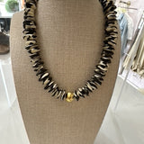 HEISHI BONE NECKLACE WITH HAMMERED BALL