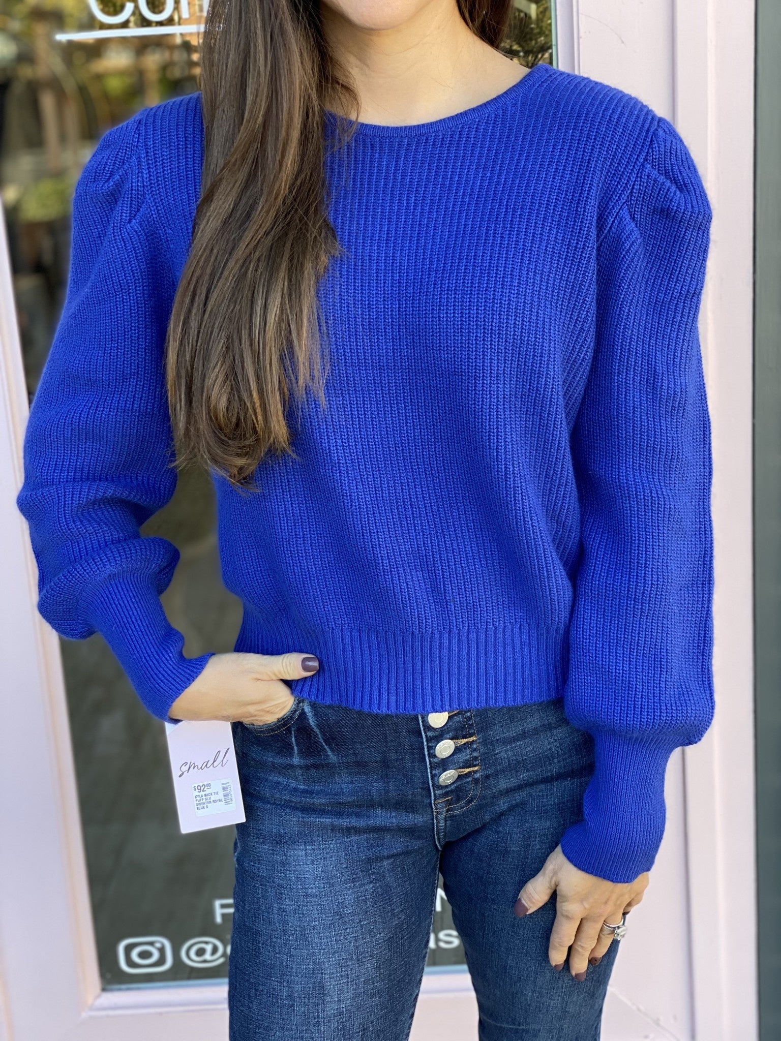 KYLA BACK TIE PUFF SLV SWEATER