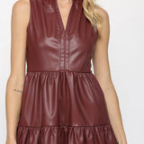 VEGAN LEATHER SLVLS MINI DRESS