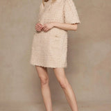 FRINGE PLAID PATTERN MINI DRESS