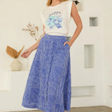 PALM EMB. ELASTIC WAIST SKIRT