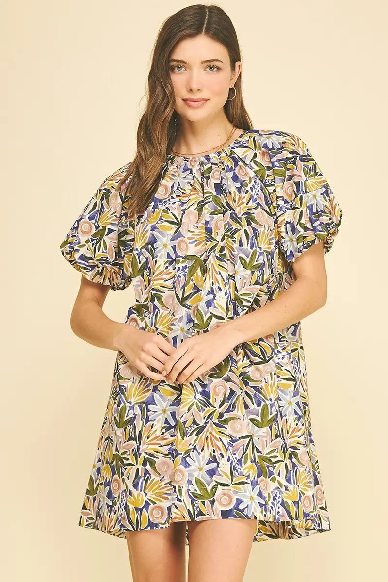 FLORAL TUNIC MINI DRESS
