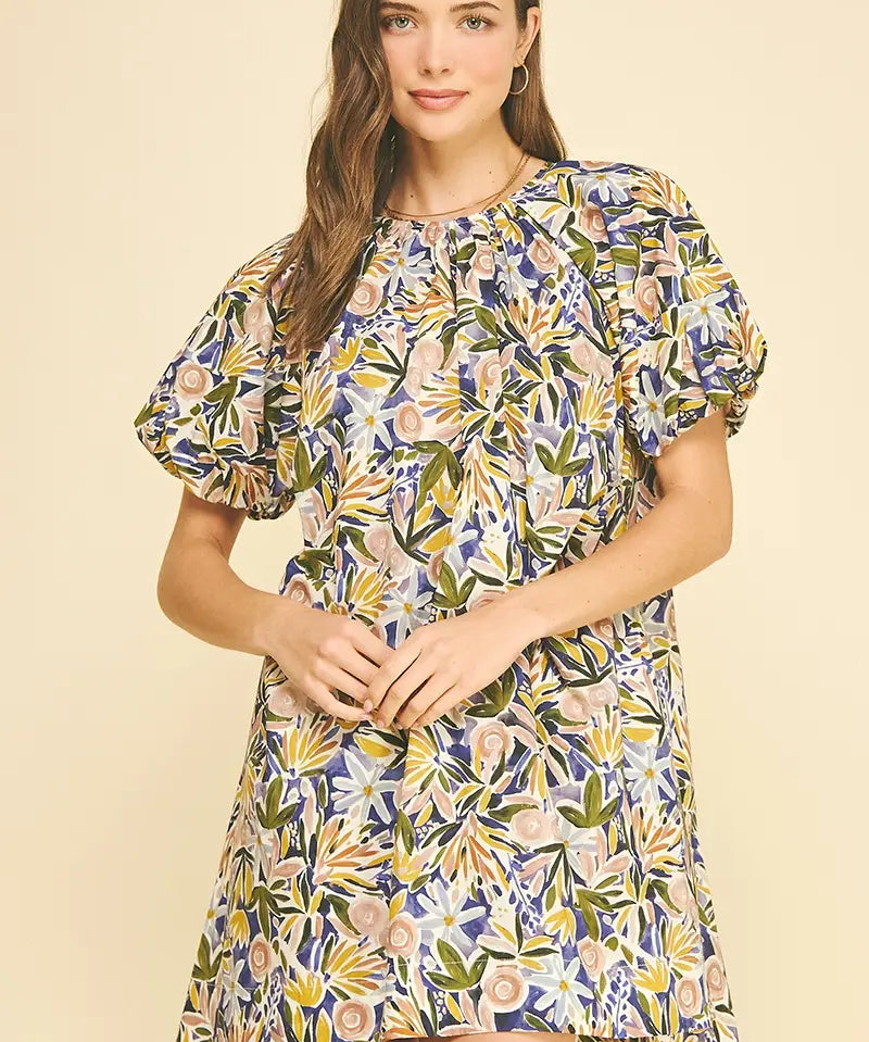 FLORAL TUNIC MINI DRESS