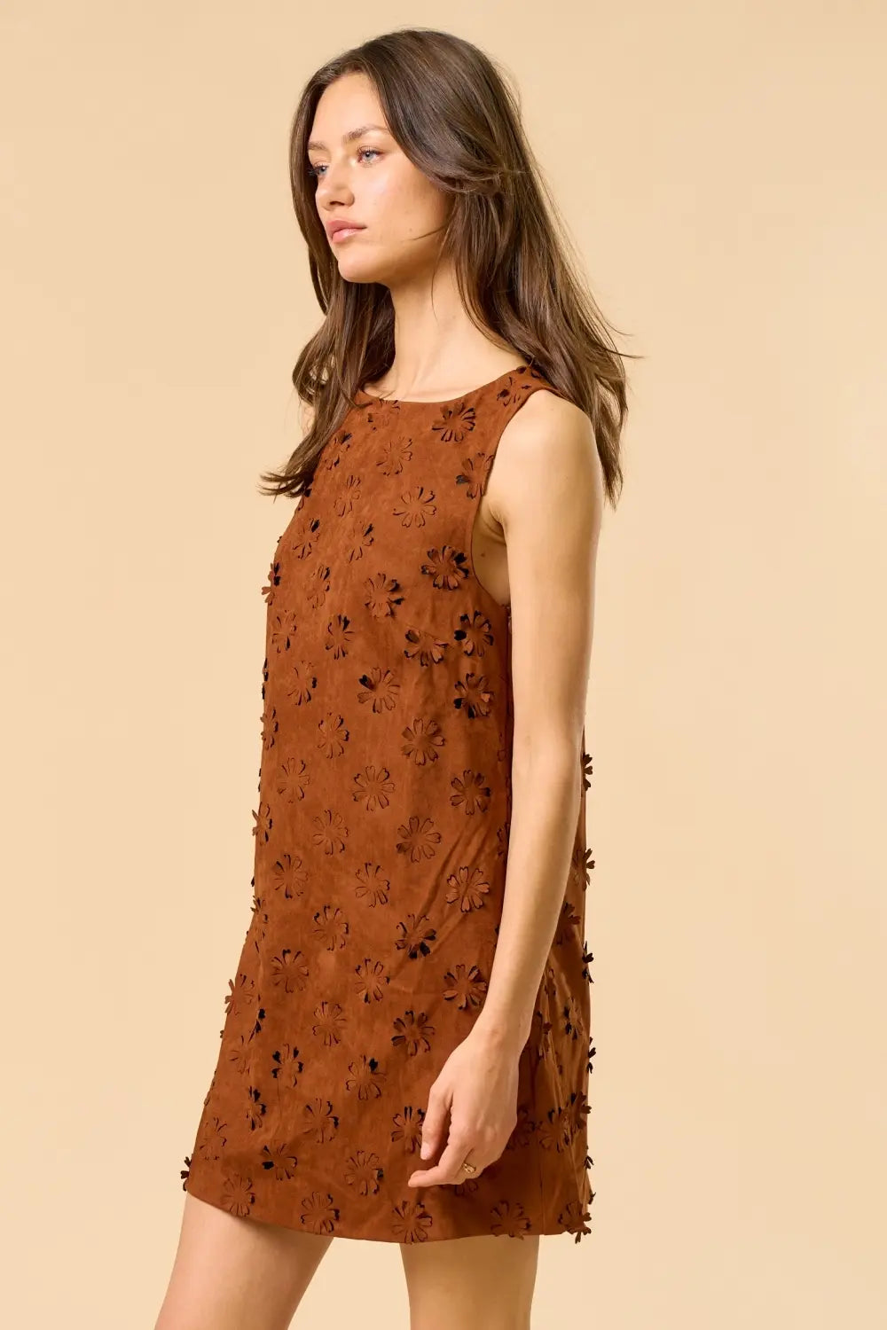 FLOWER CUT OUT SUEDE MINI