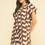 GEOMETRIC PRINT TUNIC MINI DRESS
