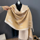 REVERSIBLE WRAP TAN/CREAM HOUDSTOOTH