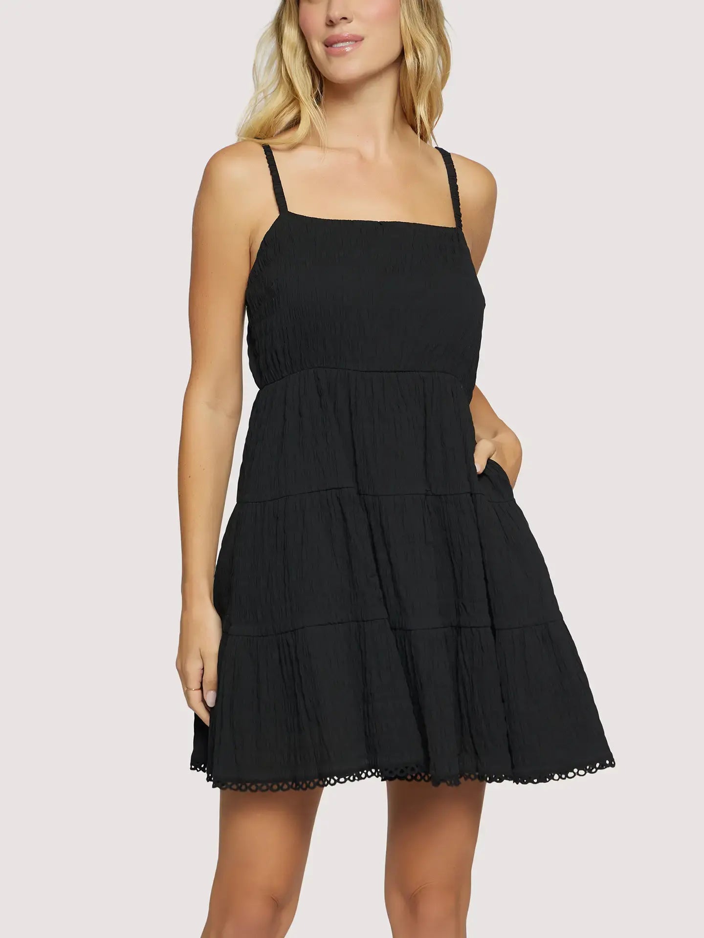 SPAGHETTI STRAP COTTON MINI DRESS