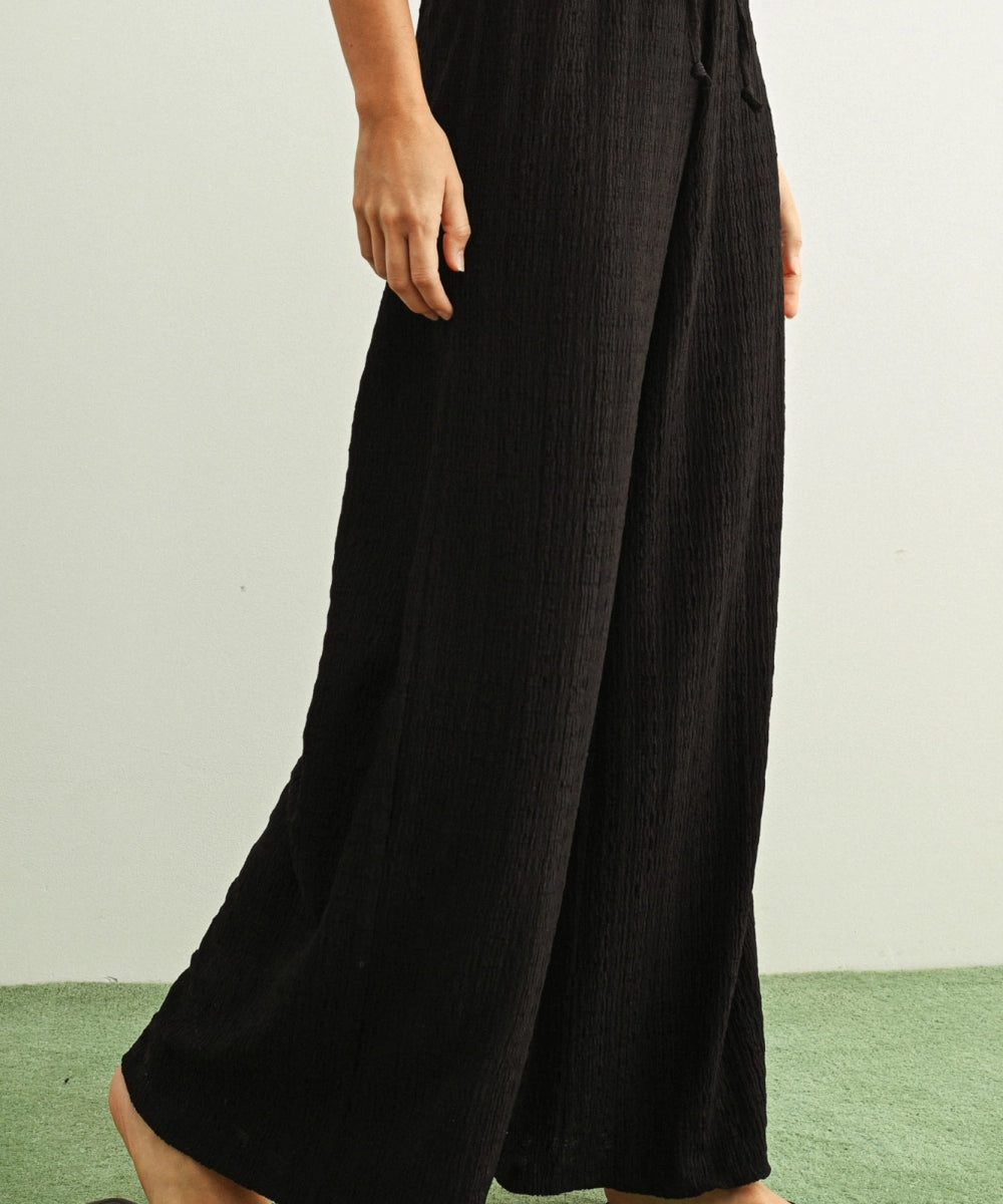 CRINKLED ELASTIC PANTS