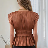 VNECK SLVLESS TOP W/ELASTIC WAIST