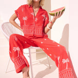 EMBROIDERED PALM TOP