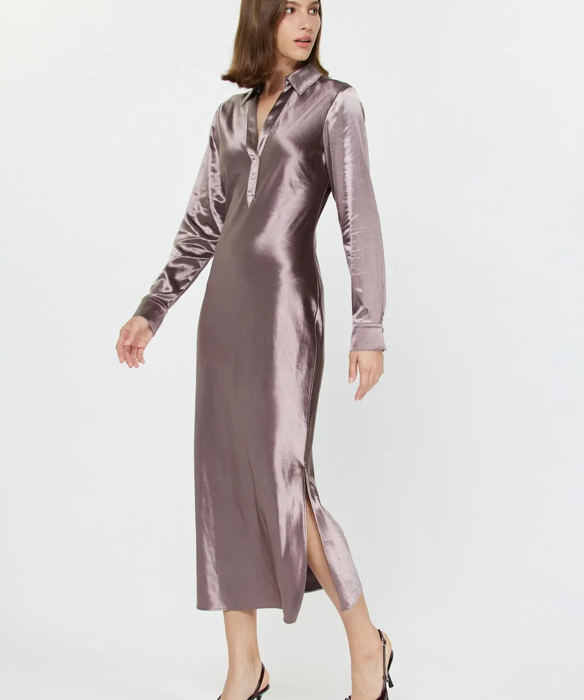 LSLV SILKY SHIRT DRESS