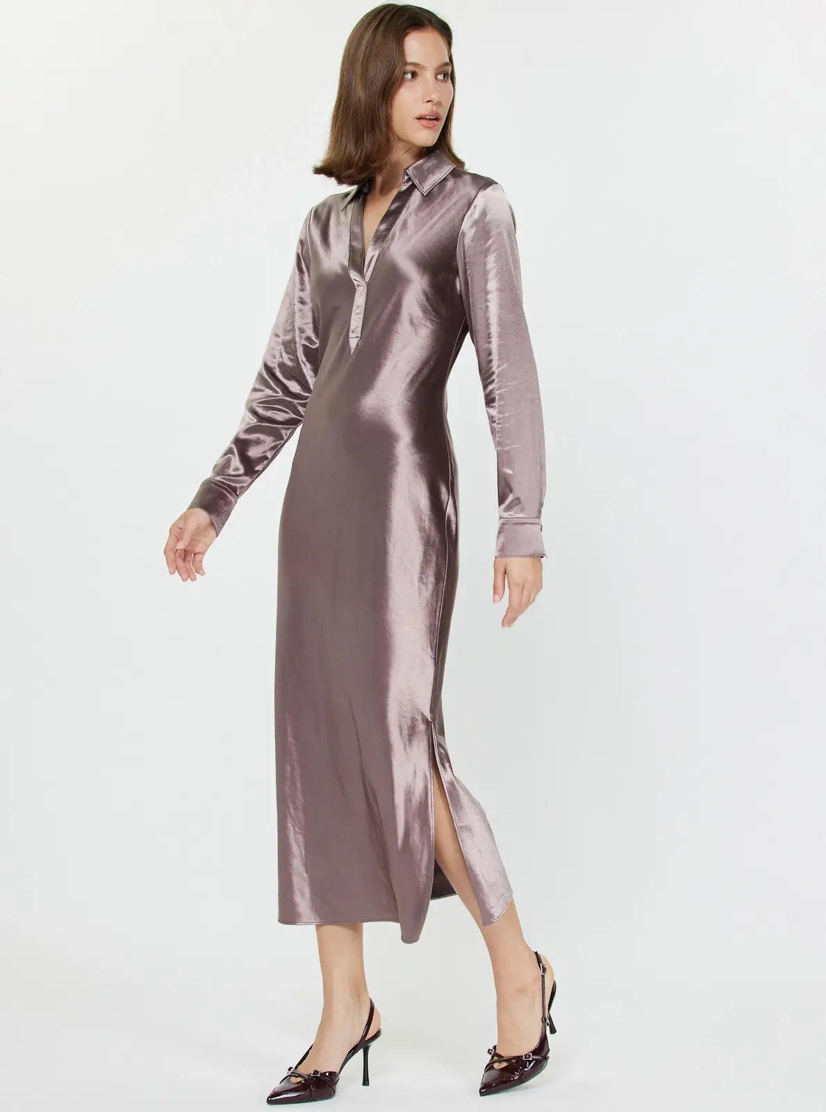 LSLV SILKY SHIRT DRESS