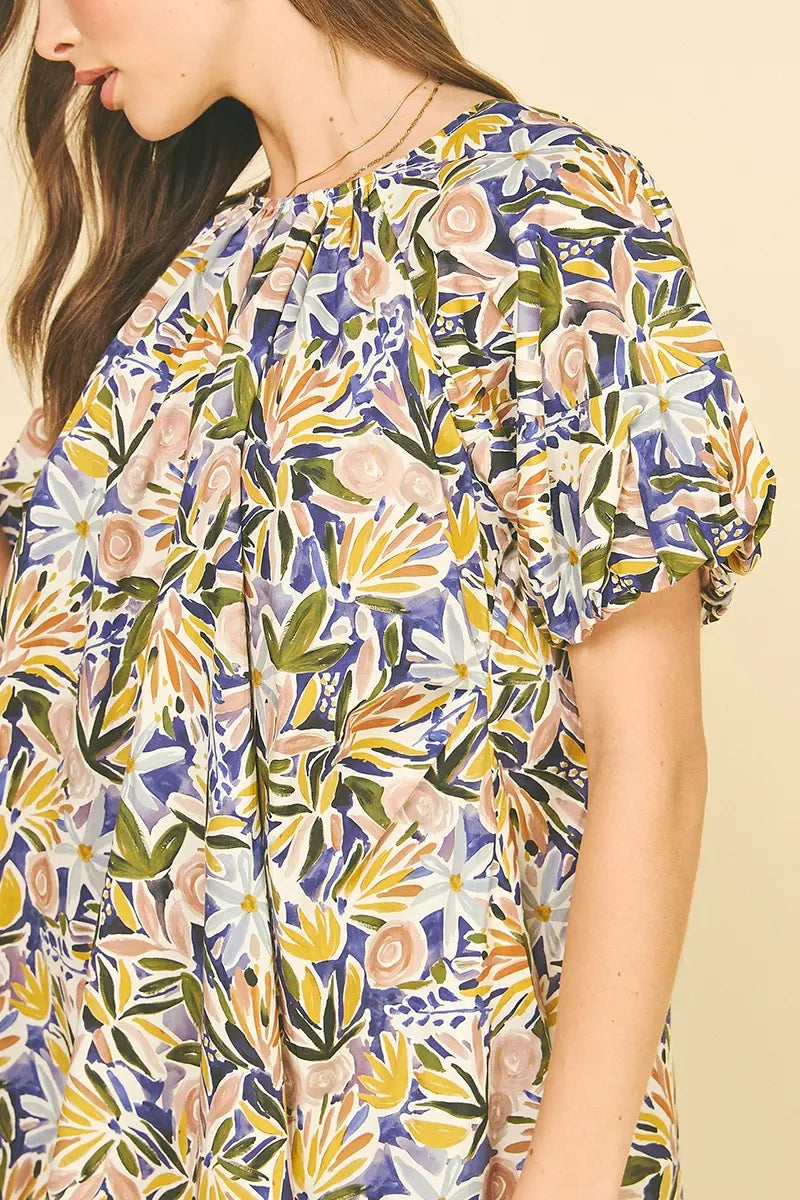 FLORAL TUNIC MINI DRESS