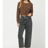 Brown Frayed Hem Cardigan