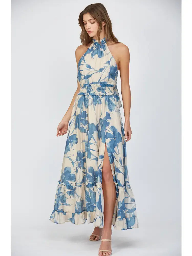 TIE BACK HALTER MAXI