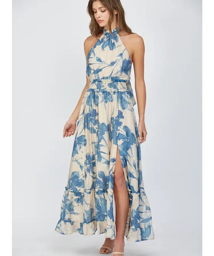 TIE BACK HALTER MAXI