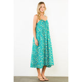 THIN STRAP PATTERN MIDI DRESS
