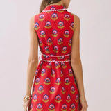 FLORAL PRINT SCALLOP TRIM DRESS