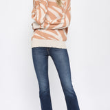 ANIMAL PATTERN DISTRESSED SWEATER