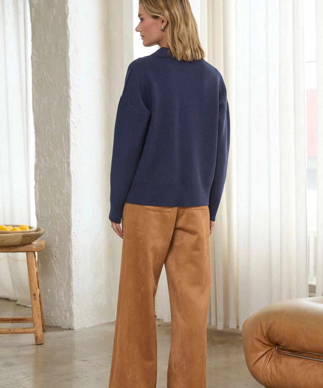 Split Neck Washable Sweater
