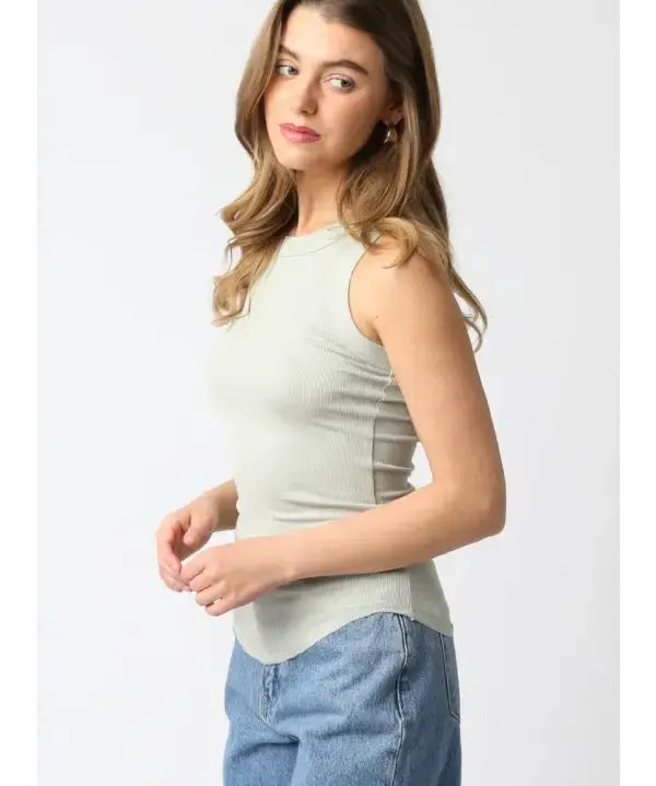 RIBBED HIGH SCOOP NECK TANK