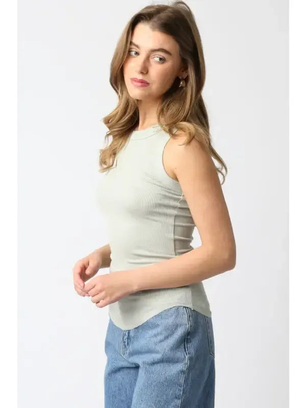 RIBBED HIGH SCOOP NECK TANK