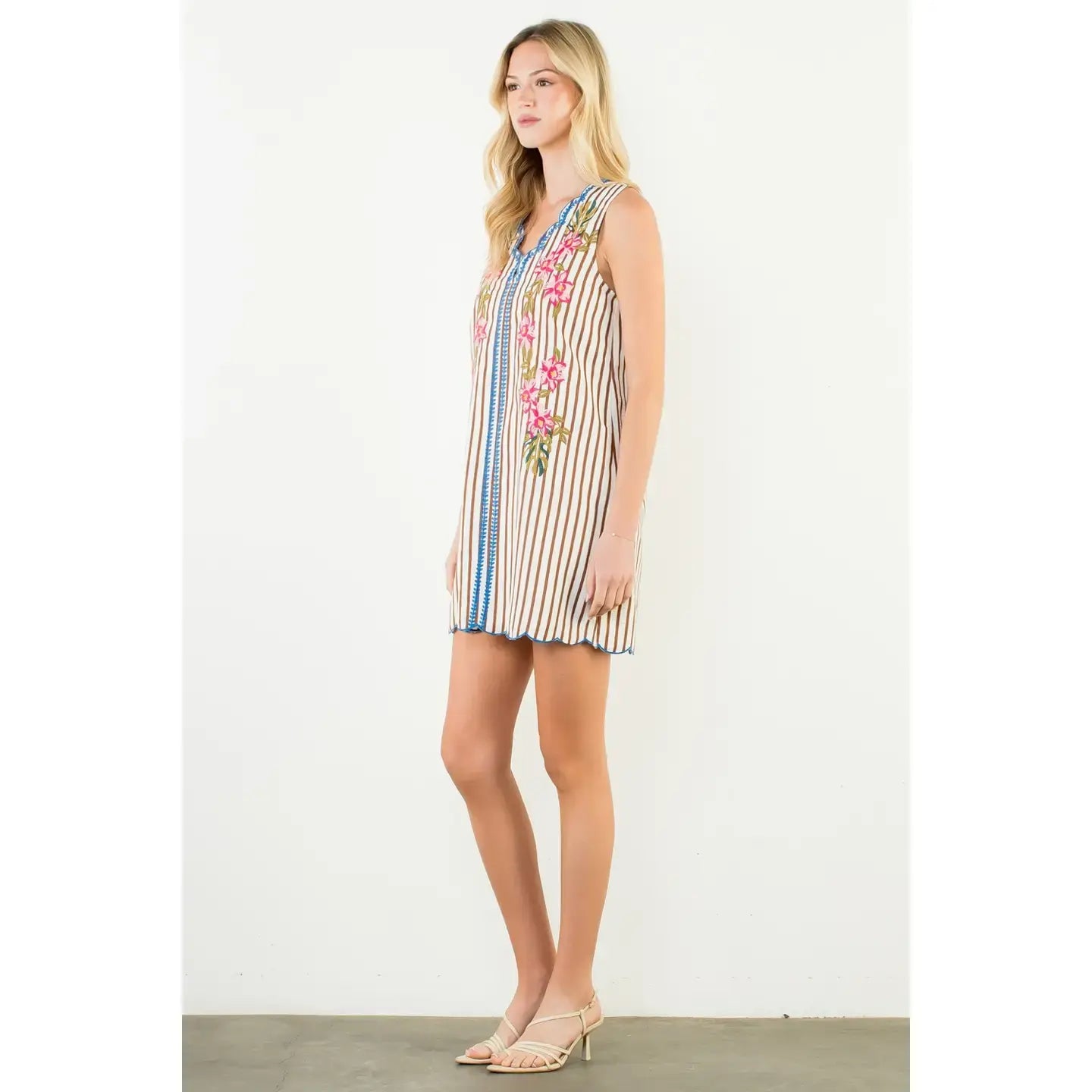 ANYA STRIPE & SCALLOP MINI DRESS