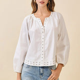 SILVER STUD LSLV BLOUSE