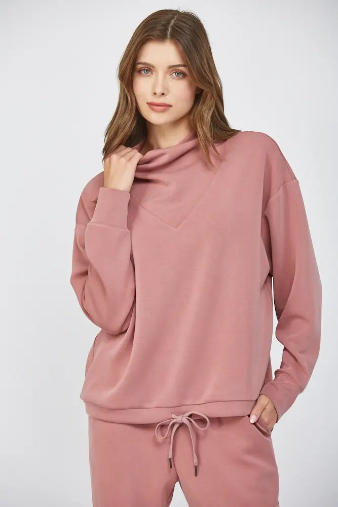 BUTTER SOFT COWL NECK SWEATSHIRT