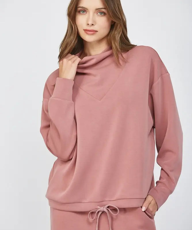 BUTTER SOFT COWL NECK SWEATSHIRT