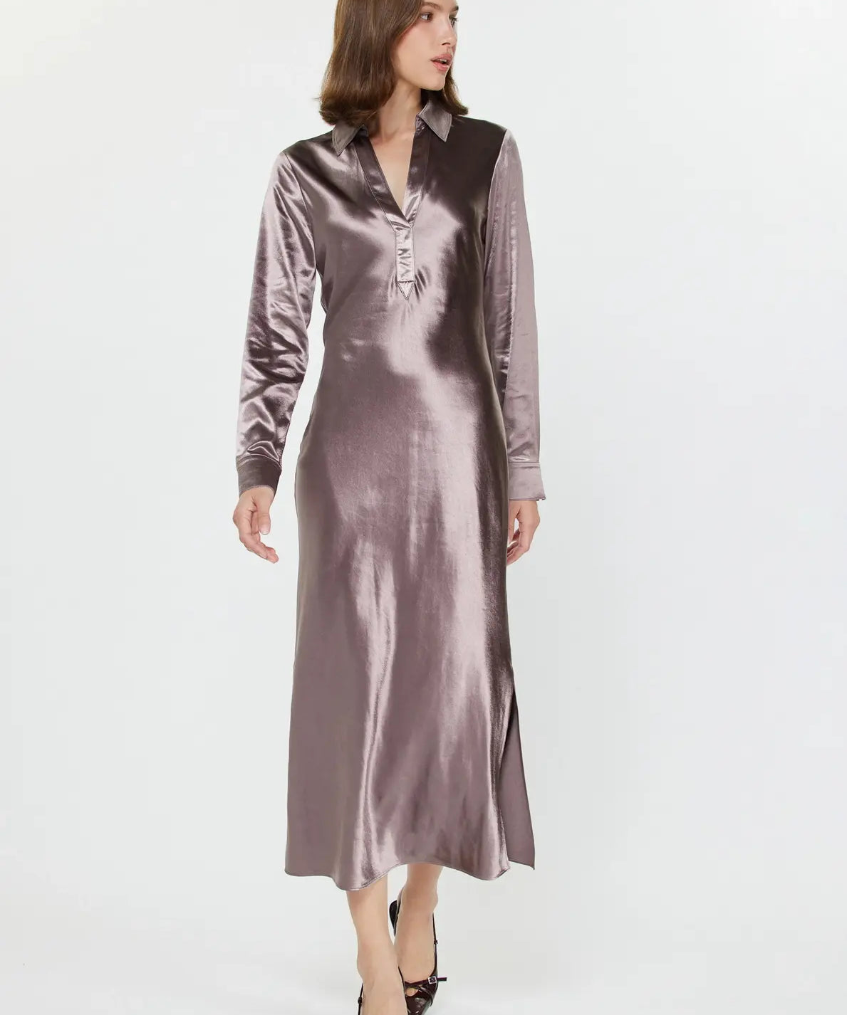 LSLV SILKY SHIRT DRESS